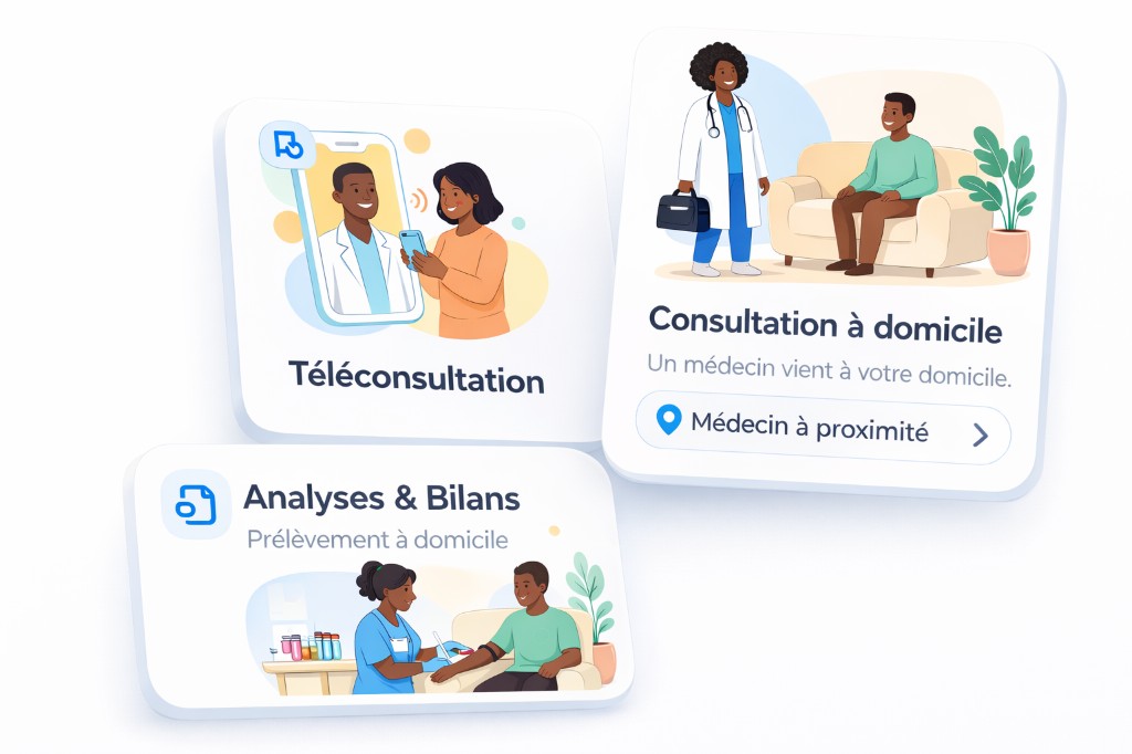 Choix entre teleconsultation, domicile et prelevement sur Mely